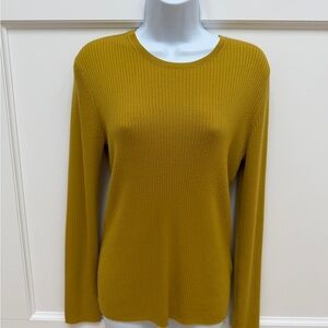Theory Mustard Long Sleeve Ribbed Top